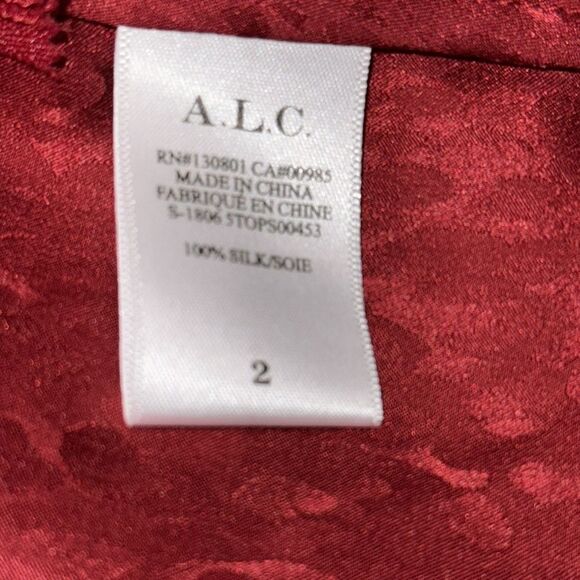 NWT ALC Alma Red Silk Wrap Front Blouse Size 2 - Picture 13 of 14